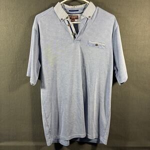 johnston murphy men polo medium blue golf vacation beach outdoor wicking casual